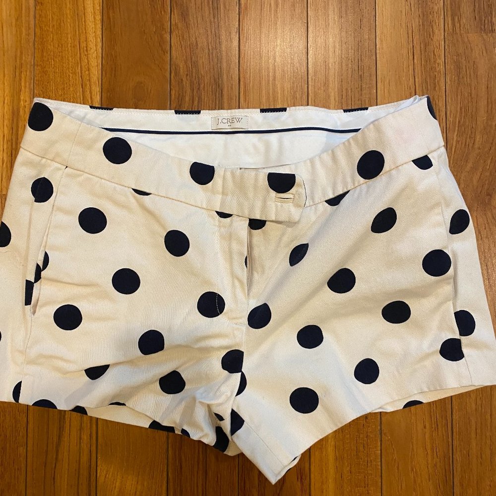 J Crew navy/white polka dot shorts